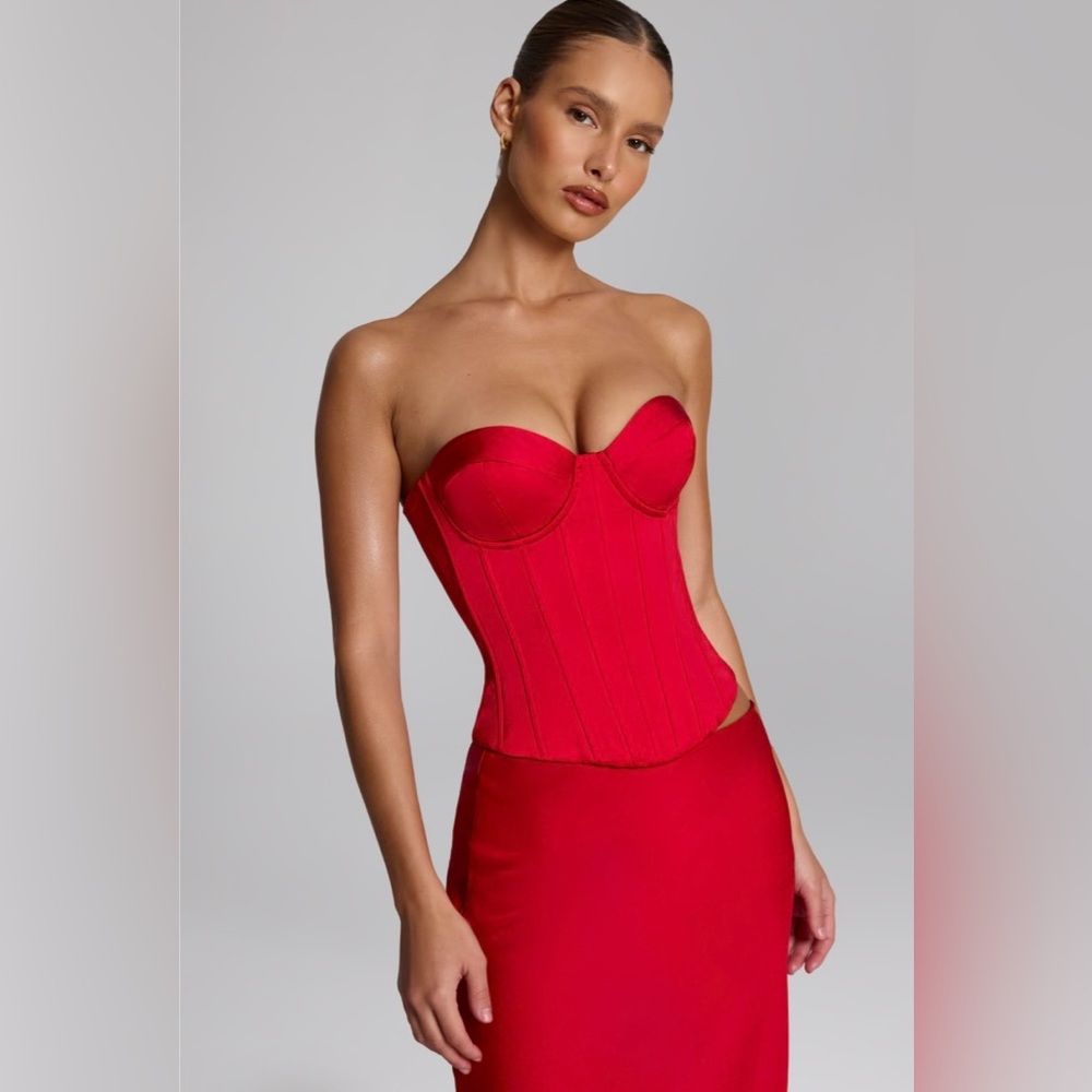 Oh Polly Araminta Lace-Up Corset Top in Fire Red Size US 4 NWT